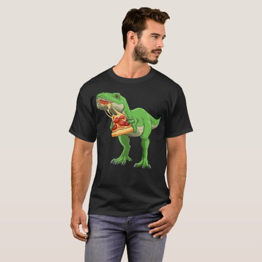 Dinosaur Eating Pizza T-Rex Pizza Lovers T-shirt (Voorkant volledig)