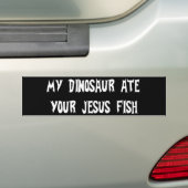 Dinosaur Eats Jesus Fish Bumpersticker (Op auto)