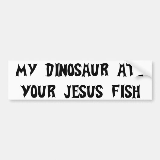 Dinosaur Eats Jesus Fish Bumpersticker (Voorkant)