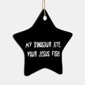 Dinosaur Eats Jesus Fish Keramisch Ornament (Rechts)