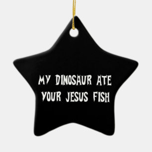 Dinosaur Eats Jesus Fish Keramisch Ornament