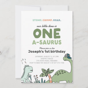Dinosaur Eerste Verjaardag Uitnodiging