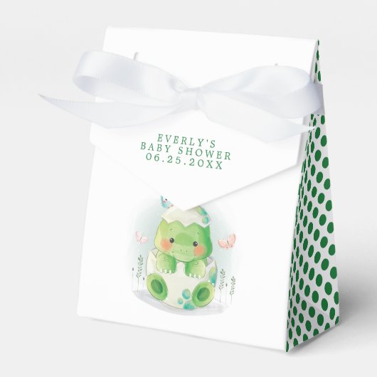 Dinosaur Egg Cute Waterverf Boy Baby shower Bedankdoosjes (Voorkant Zijde)
