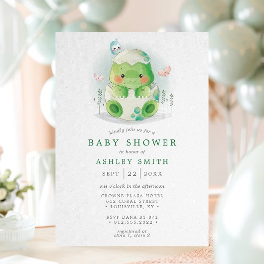Dinosaur Egg Cute Waterverf Boy Baby shower Kaart