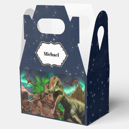 Dinosaur eiland pterodactyl t-rex nachtsterren bedankdoosjes (Geopend)