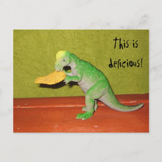 Dinosaur en Corn Chip Briefkaart (Voorkant)