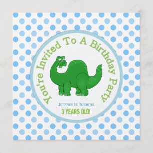 Dinosaur en Polka Dot : partijuitnodiging Kaart