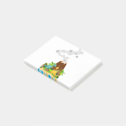 Dinosaur en vulcano post-it® notes (Schuin)