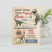Dinosaur enfant invitation d'anniversaire 2 noms (Debout devant)