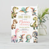 Dinosaur Enfants Dino Anniversaire Fête Invitation (Debout devant)