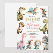 Dinosaur Enfants Dino Anniversaire Fête Invitation (Devant / Derrière)