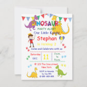Dinosaur et Chevalier Anniversaire Invitations (Devant)
