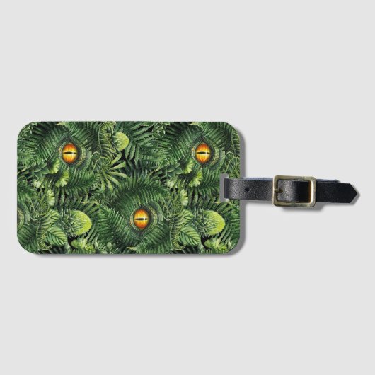 Dinosaur Eyes Green Plants Ancient Creature Art Bagagelabel (Voorkant (horizontaal))