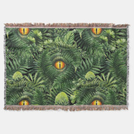 Dinosaur Eyes Green Plants Ancient Creature Art Deken
