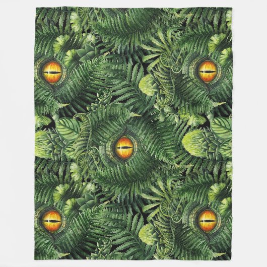 Dinosaur Eyes Green Plants Ancient Creature Art Fleece Deken (Voorkant)