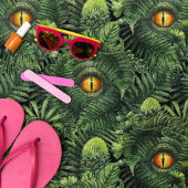 Dinosaur Eyes Green Plants Ancient Creature Art Strandlaken