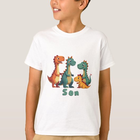 Dinosaur Familie T-shirt (zoon) (Voorkant)