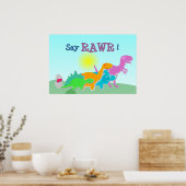 Dinosaur Familie zegt Rawr! Poster (Keuken)