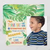 Dinosaur fête d'anniversaire Carte de remerciement (Devant / Derrière)