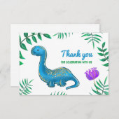 Dinosaur fête d'anniversaire | Merci Blue Dino (Devant / Derrière)