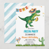 Dinosaur fiesta verjaardagsuitnodiging kaart (Voorkant / Achterkant)