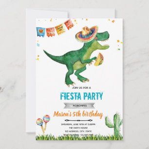 Dinosaur fiesta verjaardagsuitnodiging kaart