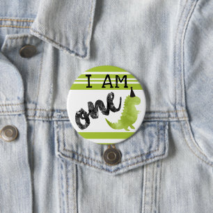 Dinosaur First Birthday Button Dinosaur Theme