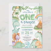 Dinosaur First Birthday Cute Dino Invitation  (Devant)