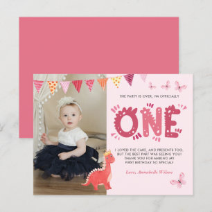 Dinosaur First Birthday Foto: Dank u wel Briefkaart