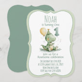 Dinosaur First Birthday Invitation (Devant / Derrière)