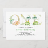 Dinosaur First Birthday Invitation Kaart (Voorkant)