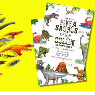Dinosaur Five Een Saurus 5e Verjaardagsfeest Kaart