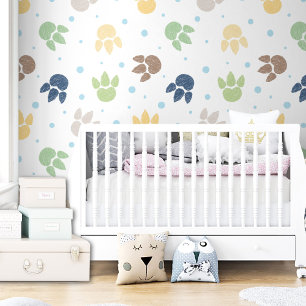 Dinosaur Footprints Pattern Kids Boy Colorful Behang