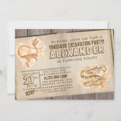 Dinosaur Fossil Birthday Uitnodiging (Voorkant)