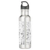 Dinosaur Fossil Botten Custom Name School Waterfles (Achterkant)