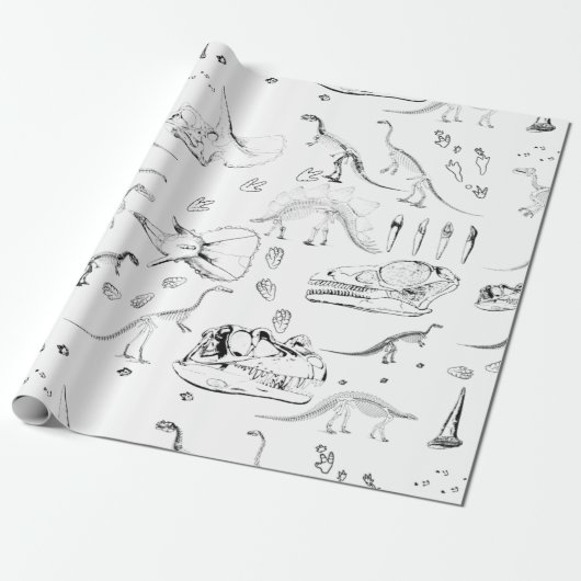 Dinosaur Fossil Botten Patroon Cadeaupapier (Uitgerold)