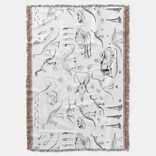 Dinosaur Fossil Botten Patroon Deken (Voorkant Verticaal)