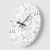 Dinosaur Fossil Botten Patroon Grote Klok (Hoek)