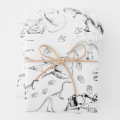 Dinosaur Fossil Botten Patroon Inpakpapier Vel (In situ)