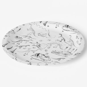 Dinosaur Fossil Botten Patroon Papieren Bordje