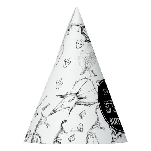 Dinosaur Fossil Botten Pattern Birthday Age Feesthoedjes (Links)