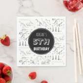 Dinosaur Fossil Botten Pattern Birthday Age Servet (Insitu)