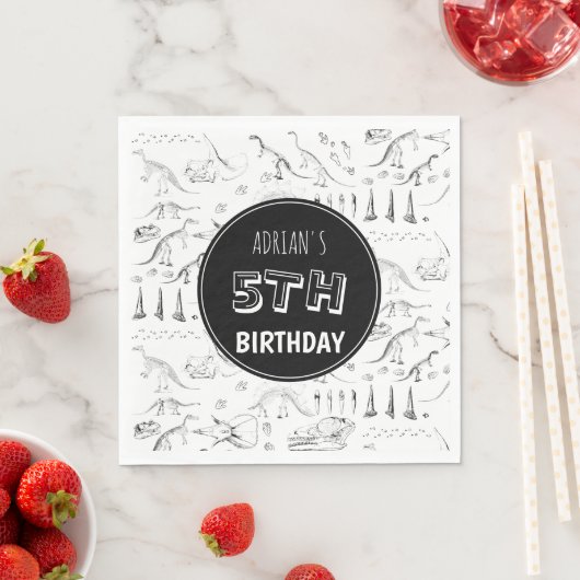 Dinosaur Fossil Botten Pattern Birthday Age Servet (Insitu)