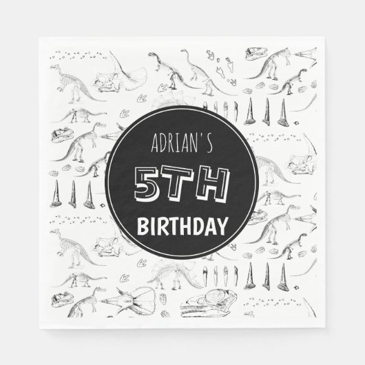 Dinosaur Fossil Botten Pattern Birthday Age Servet (Voorkant)