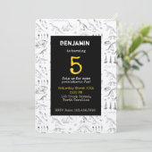 Dinosaur Fossils Pattern Kids Birthday Invitation Kaart (Staand voorkant)