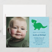 Dinosaur Foto Birthday Invitations Kaart (Voorkant / Achterkant)
