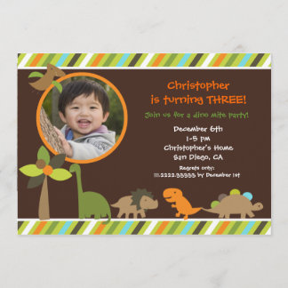Dinosaur Foto Birthday Party Invitation Kaart