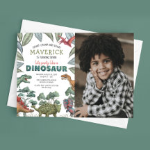 Dinosaur Foto Birthday Party Invitation