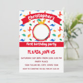 Dinosaur Foto Party Red Kaart (Staand voorkant)