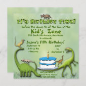 Dinosaur Friends Birthday Uitnodiging (Voorkant / Achterkant)